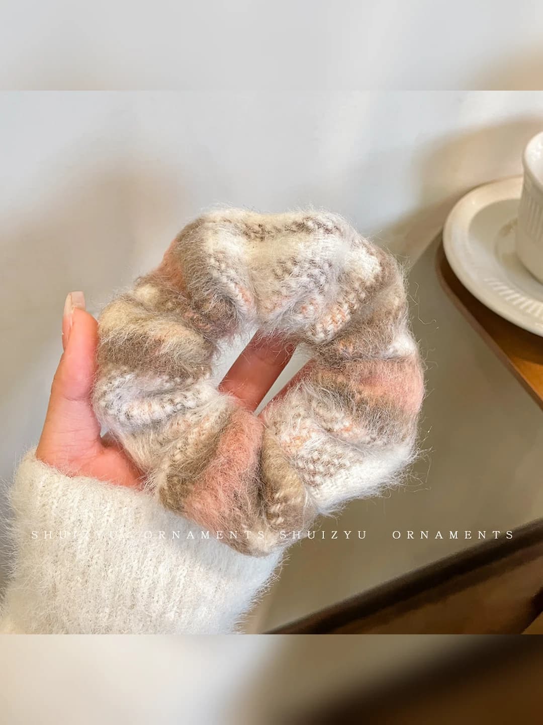 Coffee plush hair tie, 10 cm