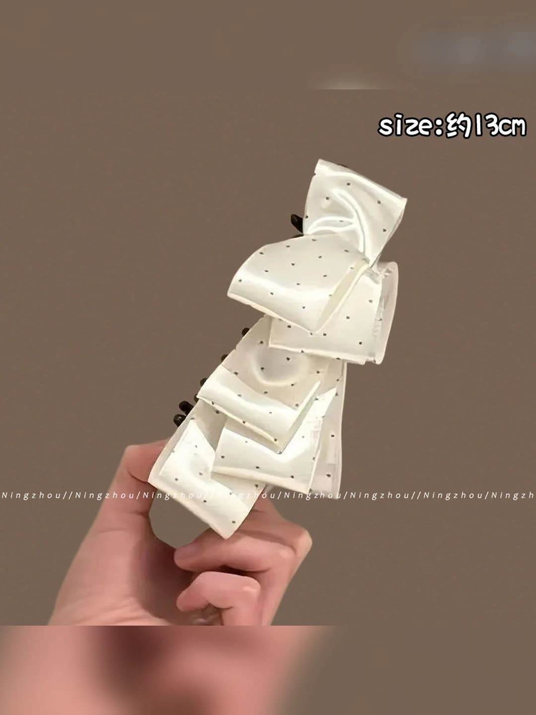 2# White polka dot, multi-layer ribbon, 13 cm