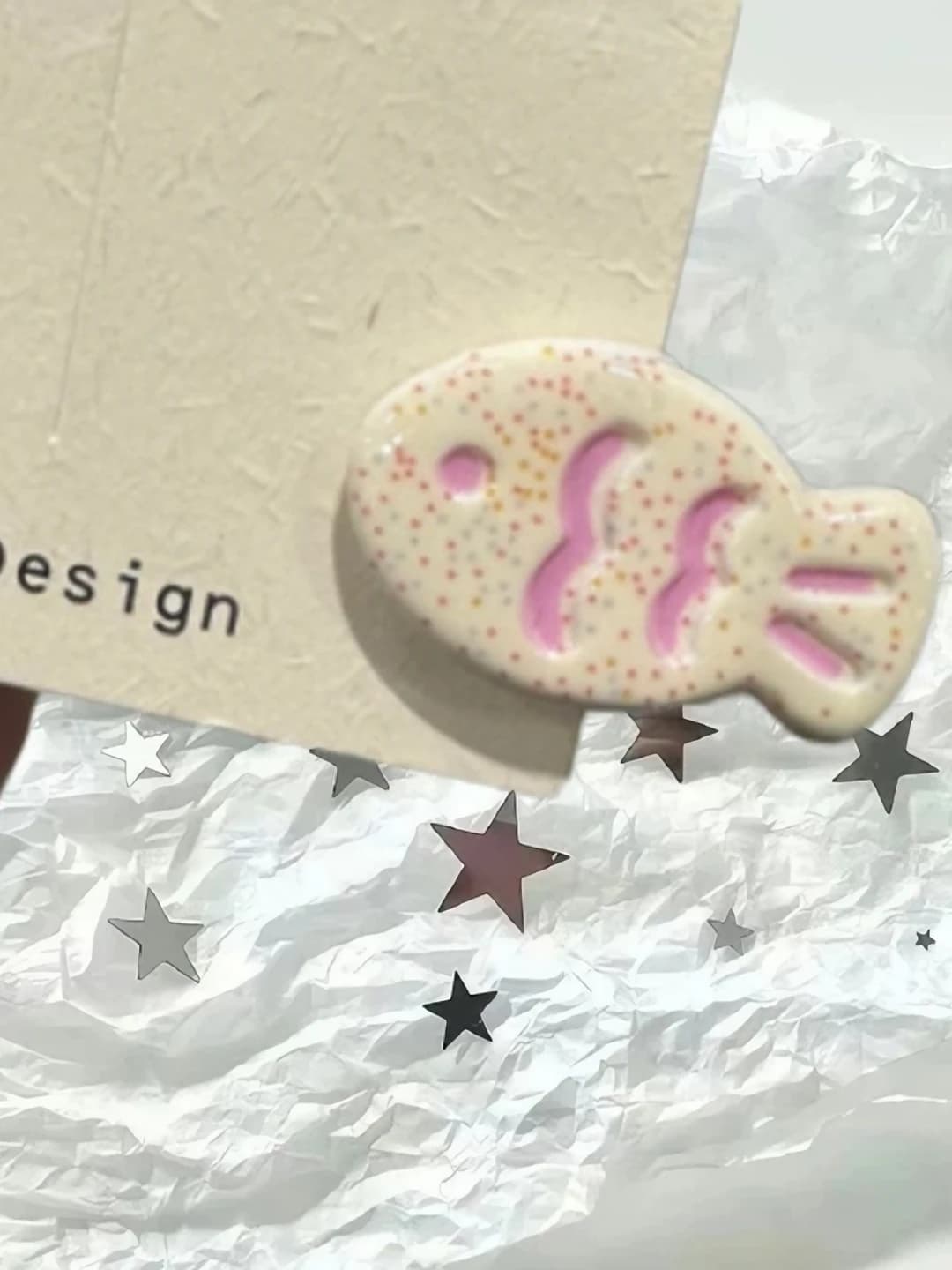 Print off-white fish clip 3.2 cm