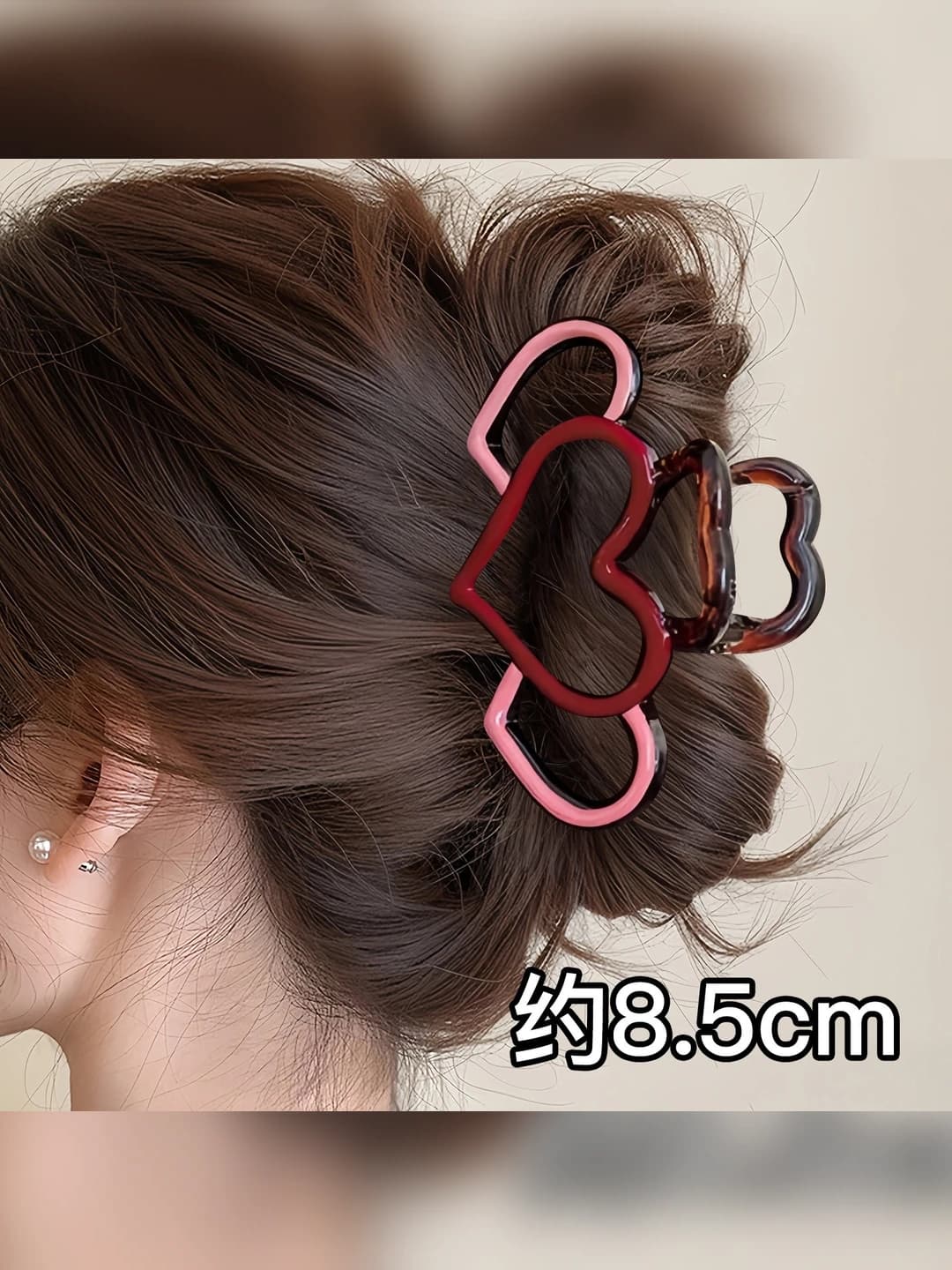 Red-pink heart clip 9 cm