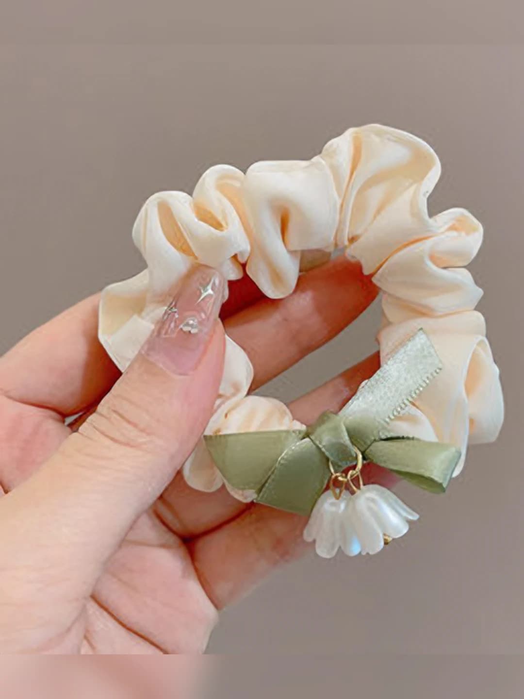 Beige, bow, 9 cm