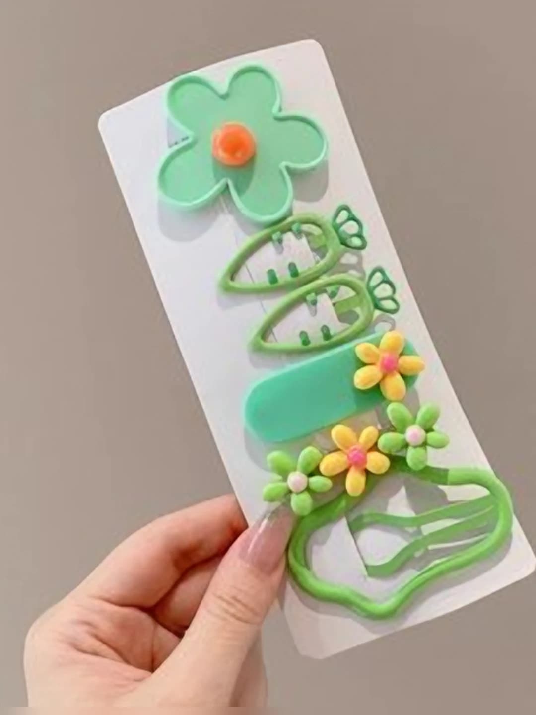 4# Зелёные цветы и облака, набор 6 шт