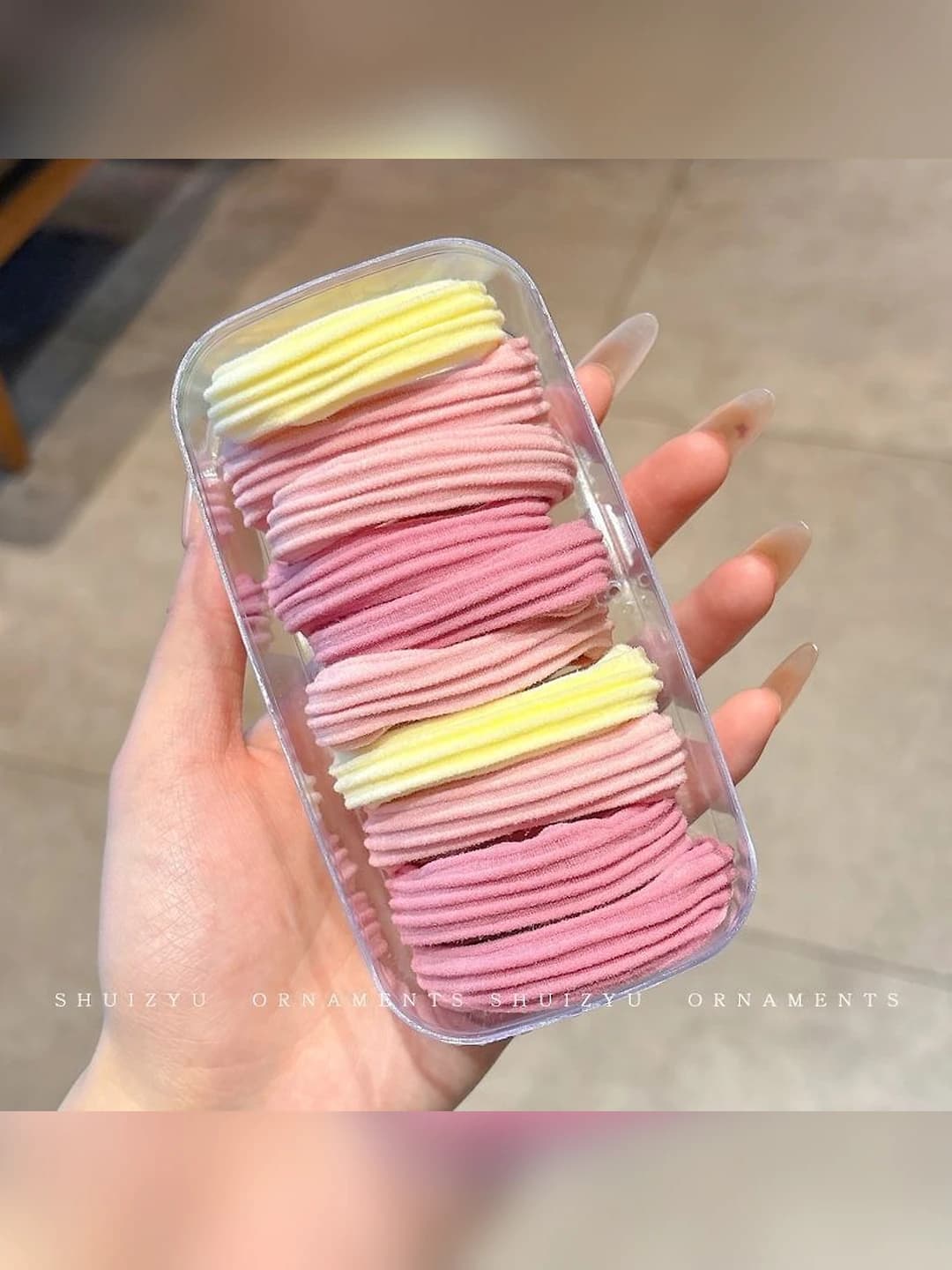 1# Розовый - Полосатые 10 шт [Эллипс. коробка] Кольцо 4.5cm
