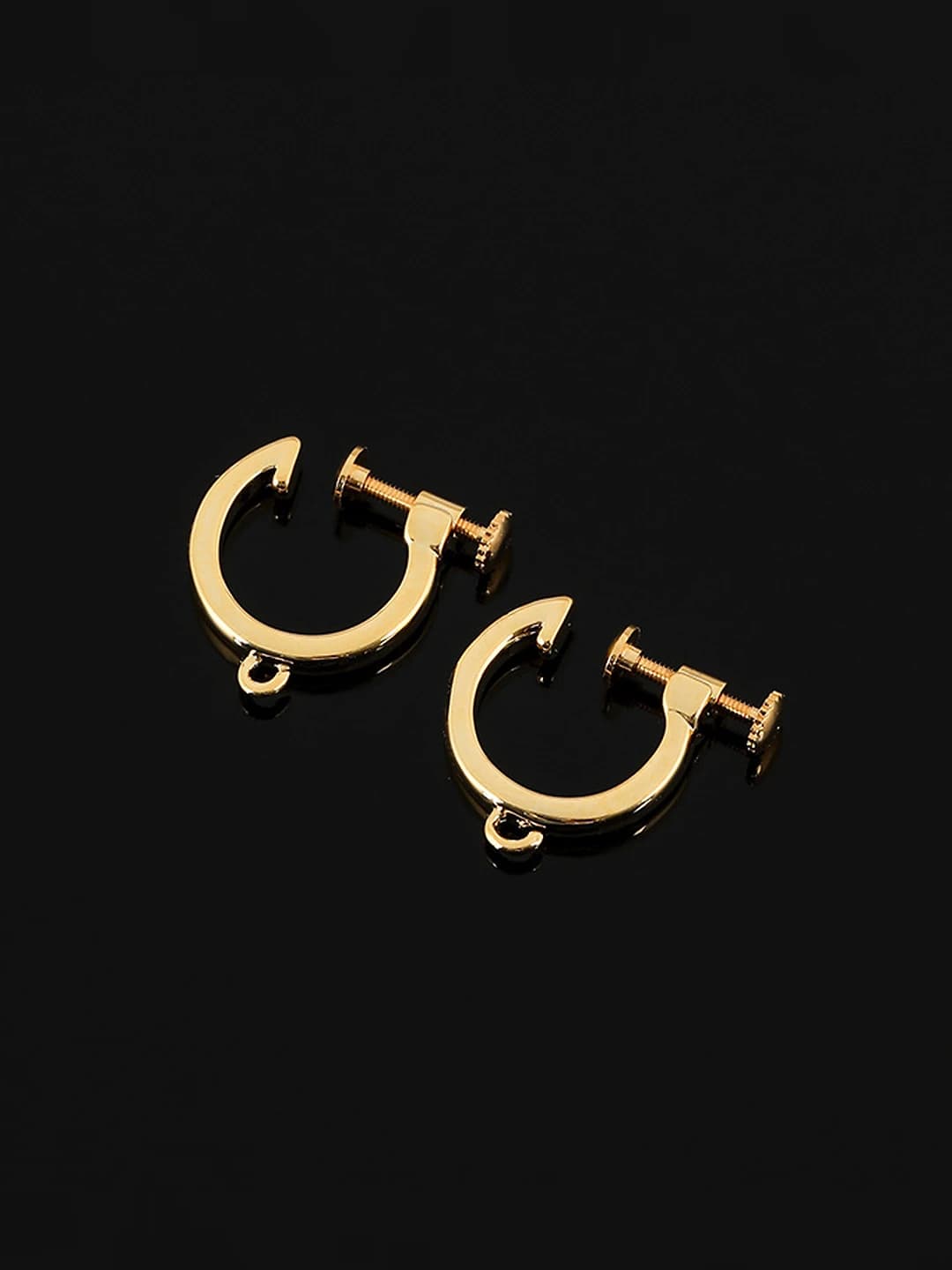 No piercing. Screw ear clips. Gold