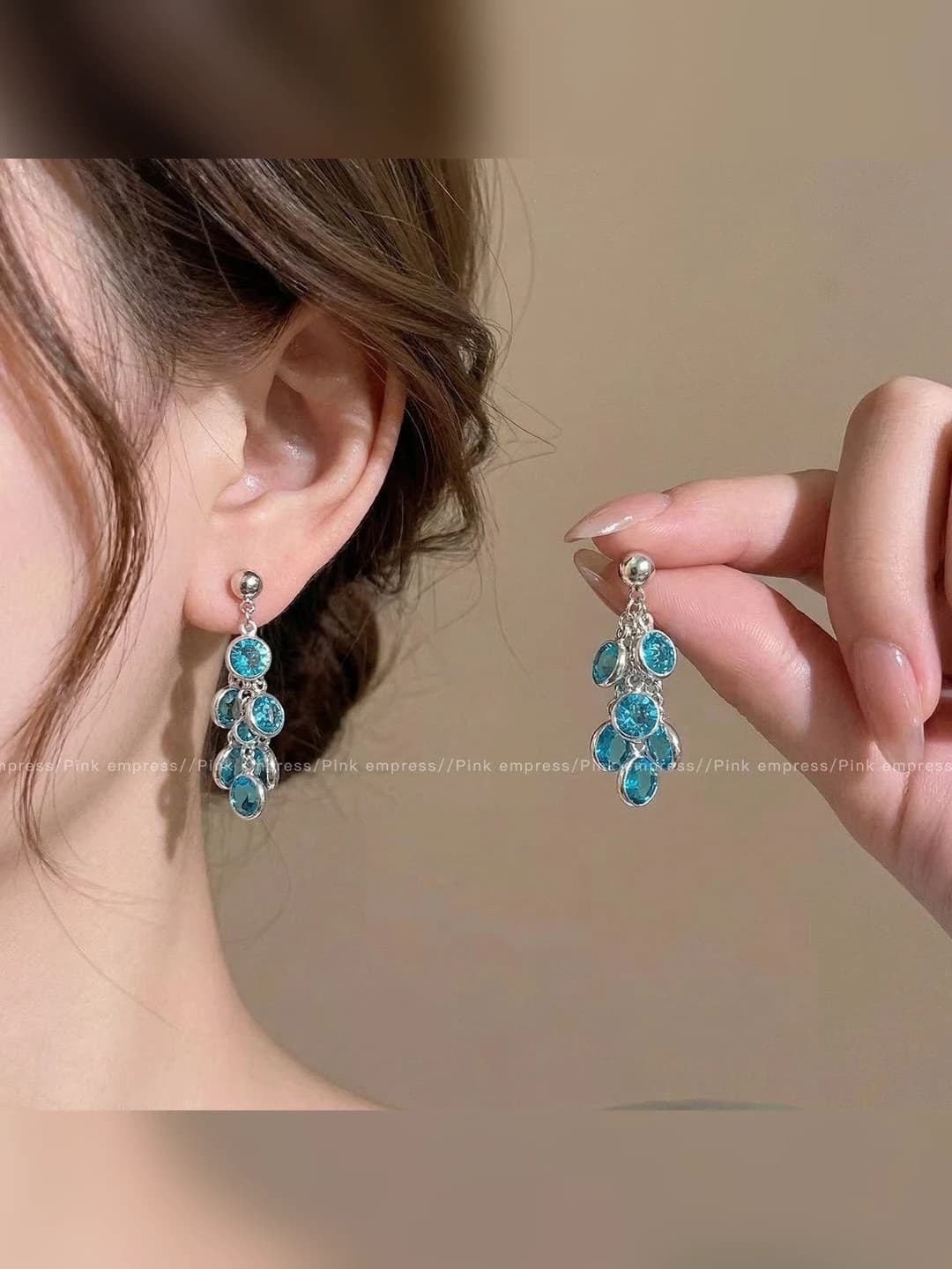 Glacier blue tassel studs (pair)