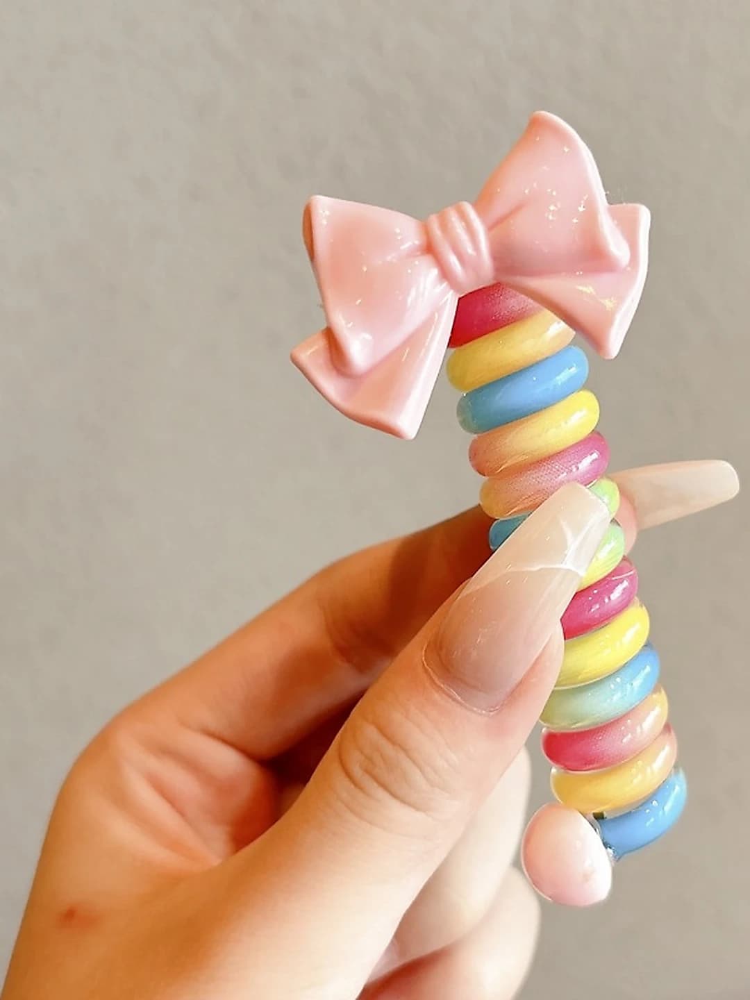 9# Pink double bow hair tie