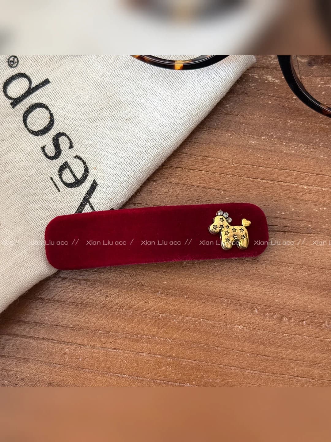Barxatli otli BB klips - Qizil, 1 dona