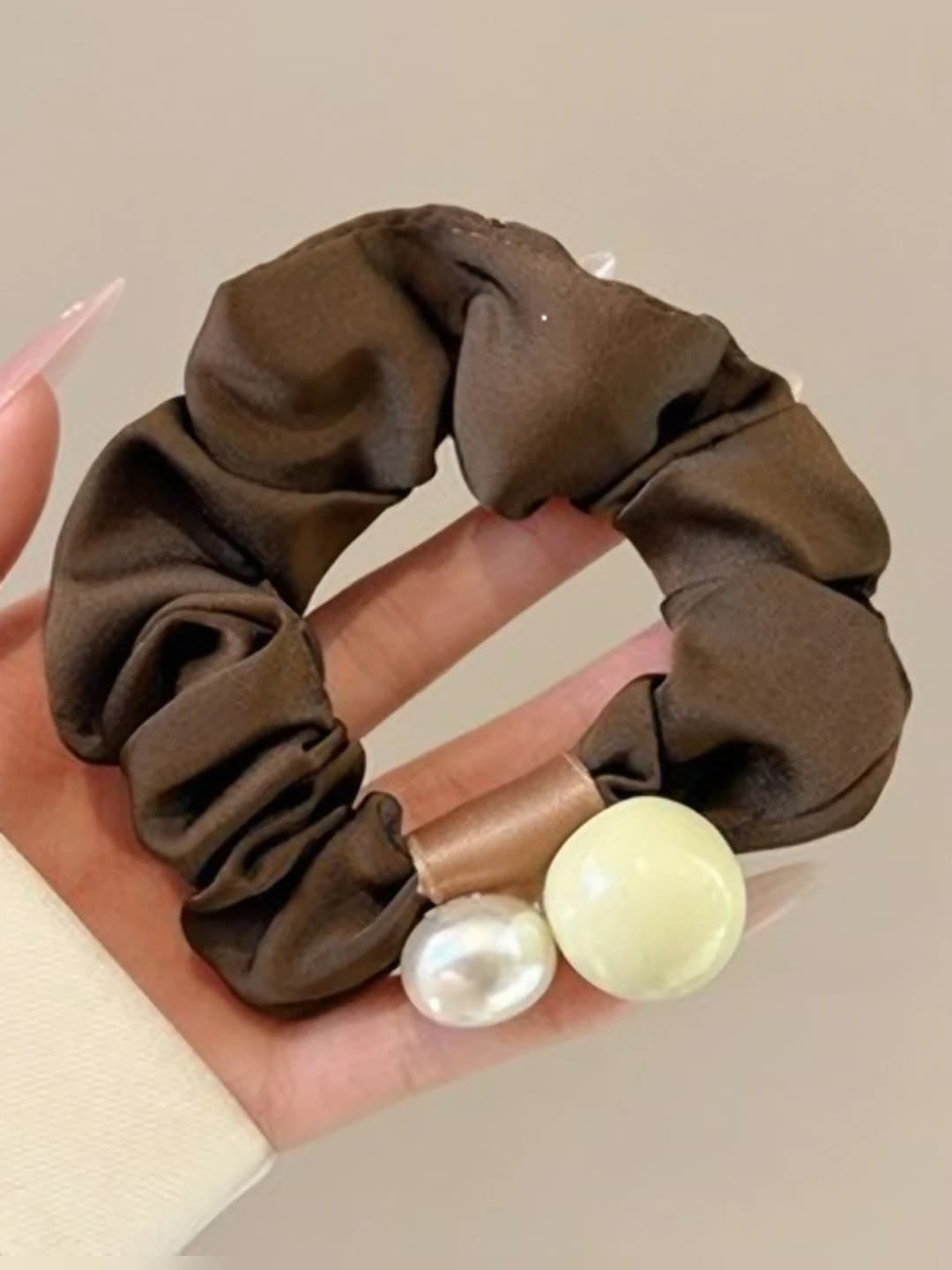 1# Dark coffee large hair tie 8 cm