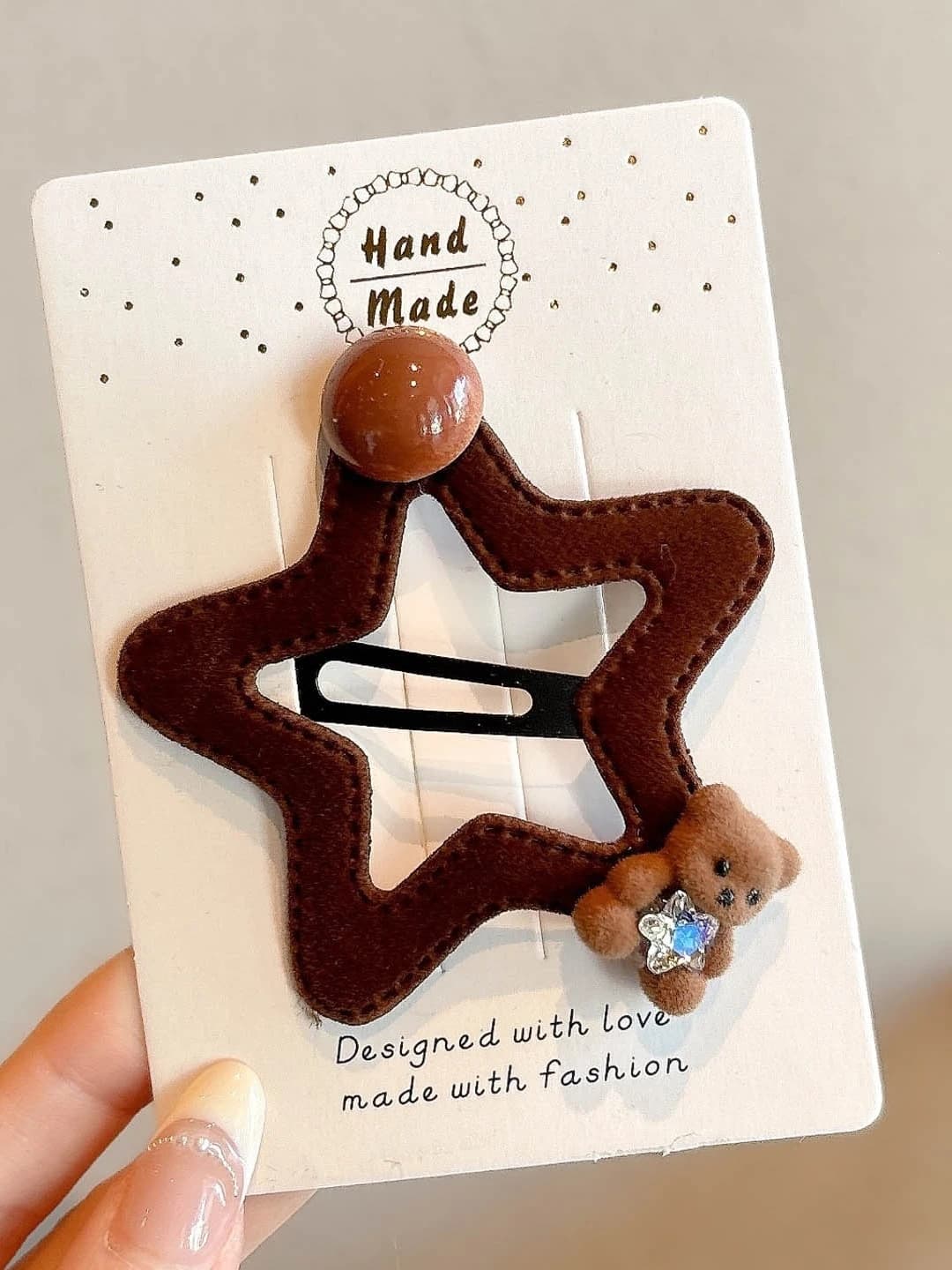 3# Coffee five-point star hair clip 1 pc