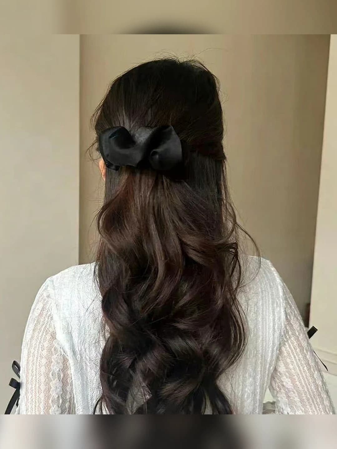 Black, pleated, banana clip, 10 cm