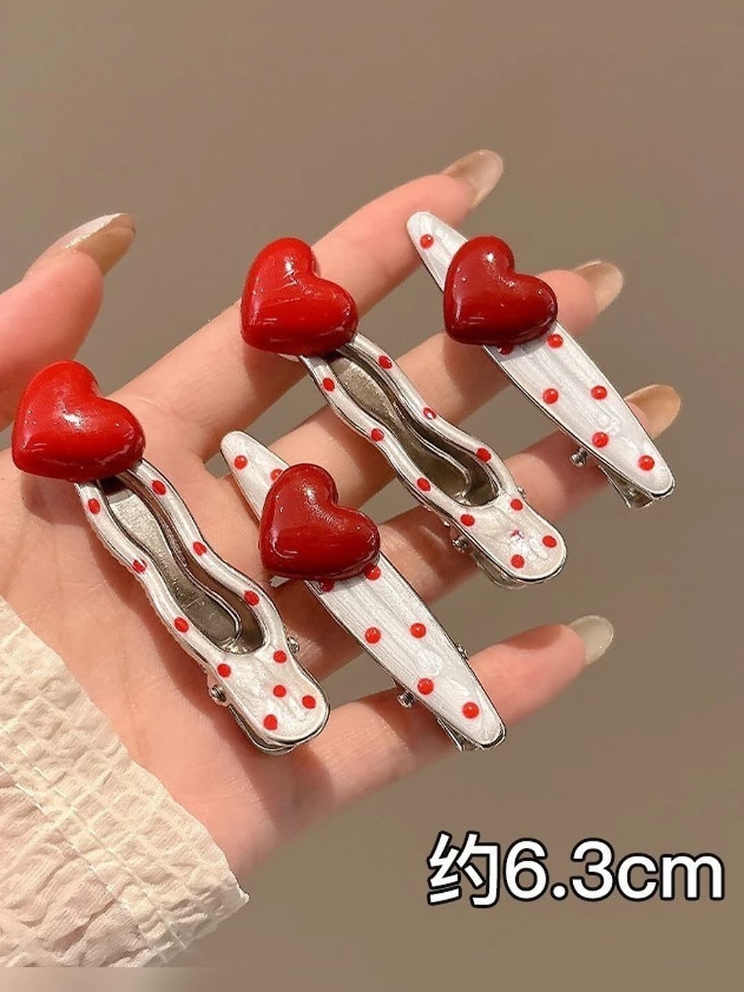 Polka dot, heart, 4 pcs