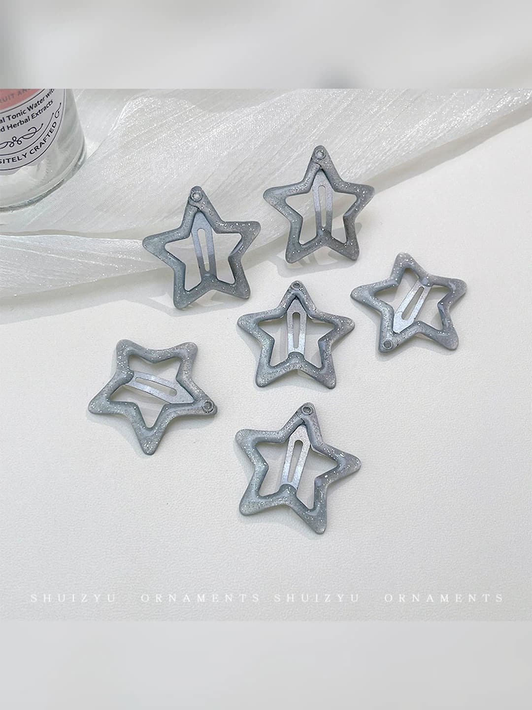 1# Silver glossy star 6 pcs