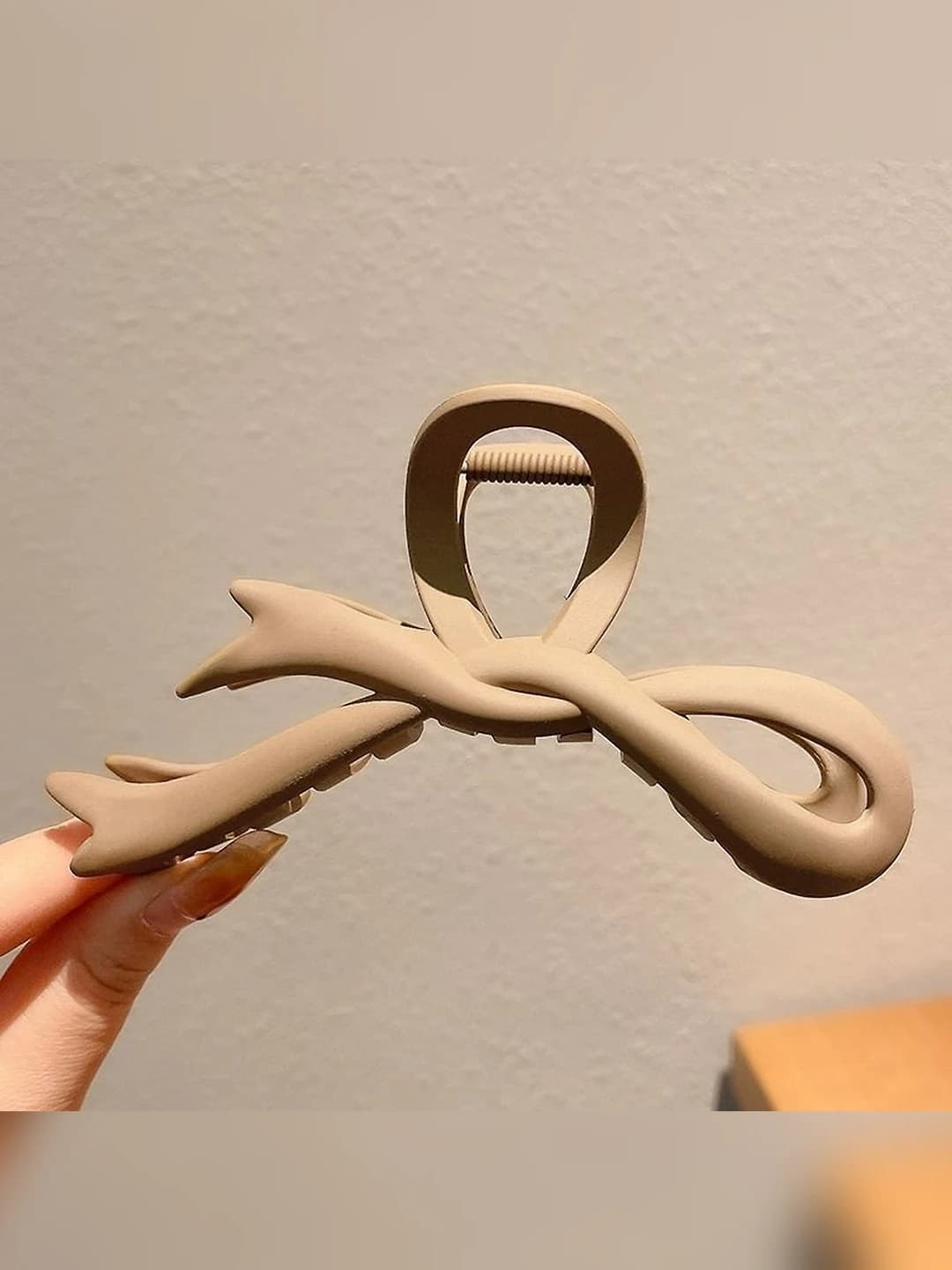 7# Khaki-tea bow clip 11 cm