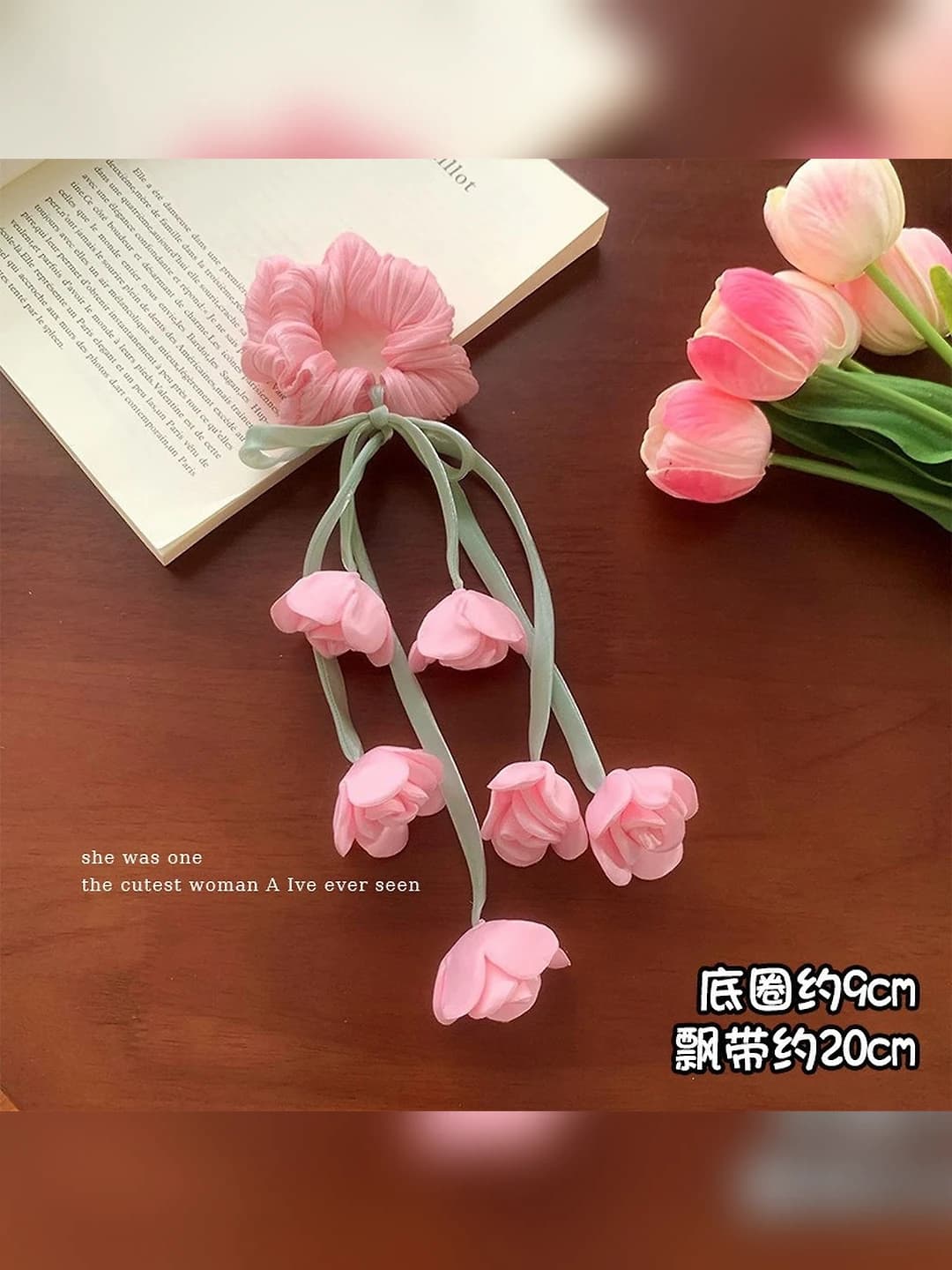 1# Pink lily of the valley ribbon - base 9 cm ribbon 20 cm