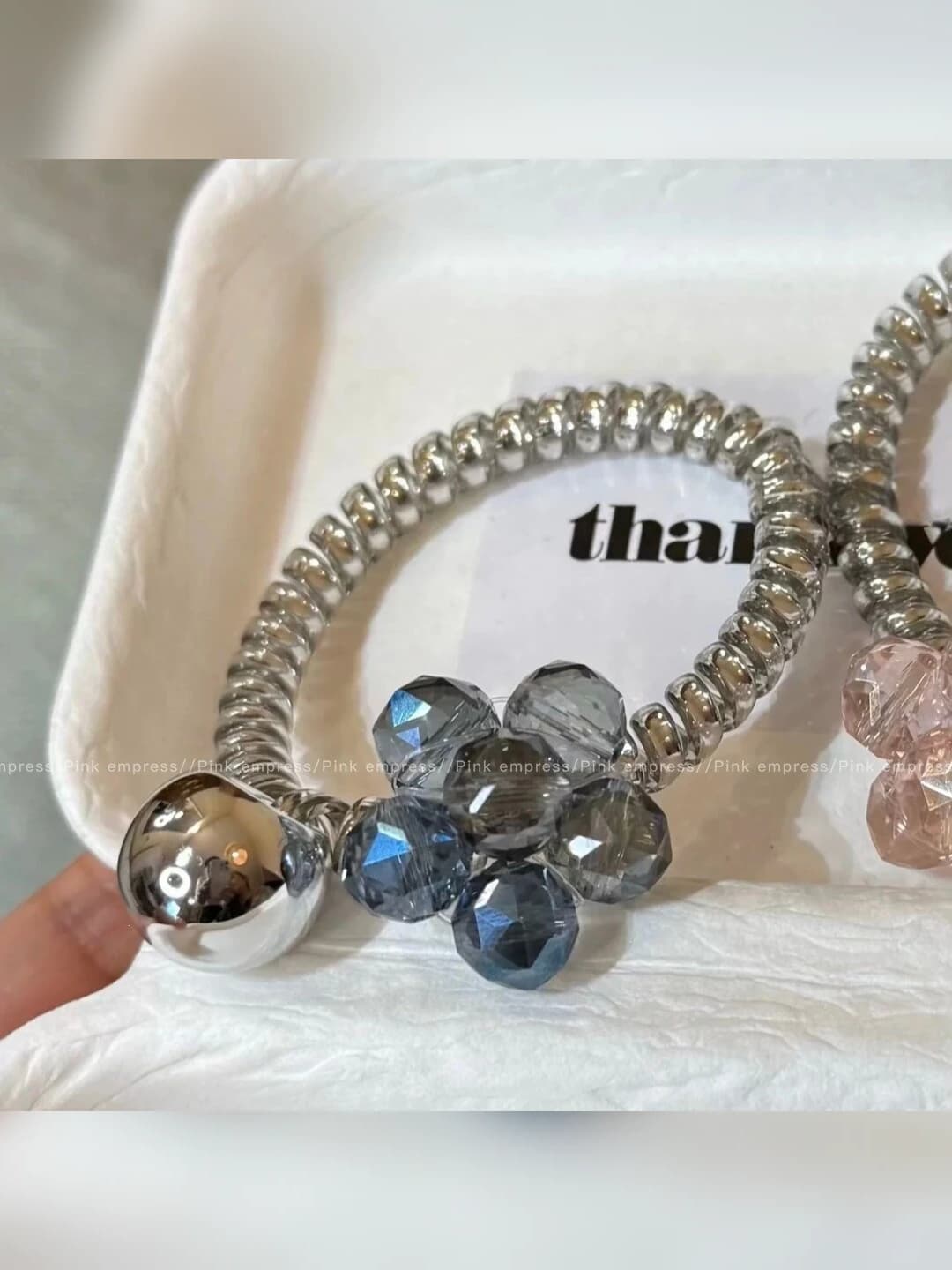 1# Floral hair ties - Blue - Resin - 5.3cm