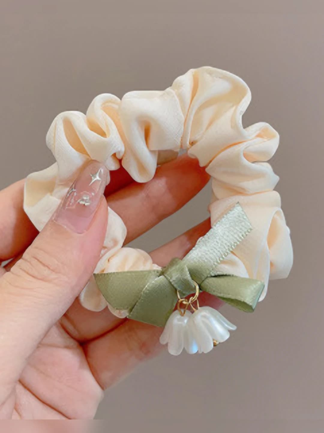 Beige, bow, 9 cm