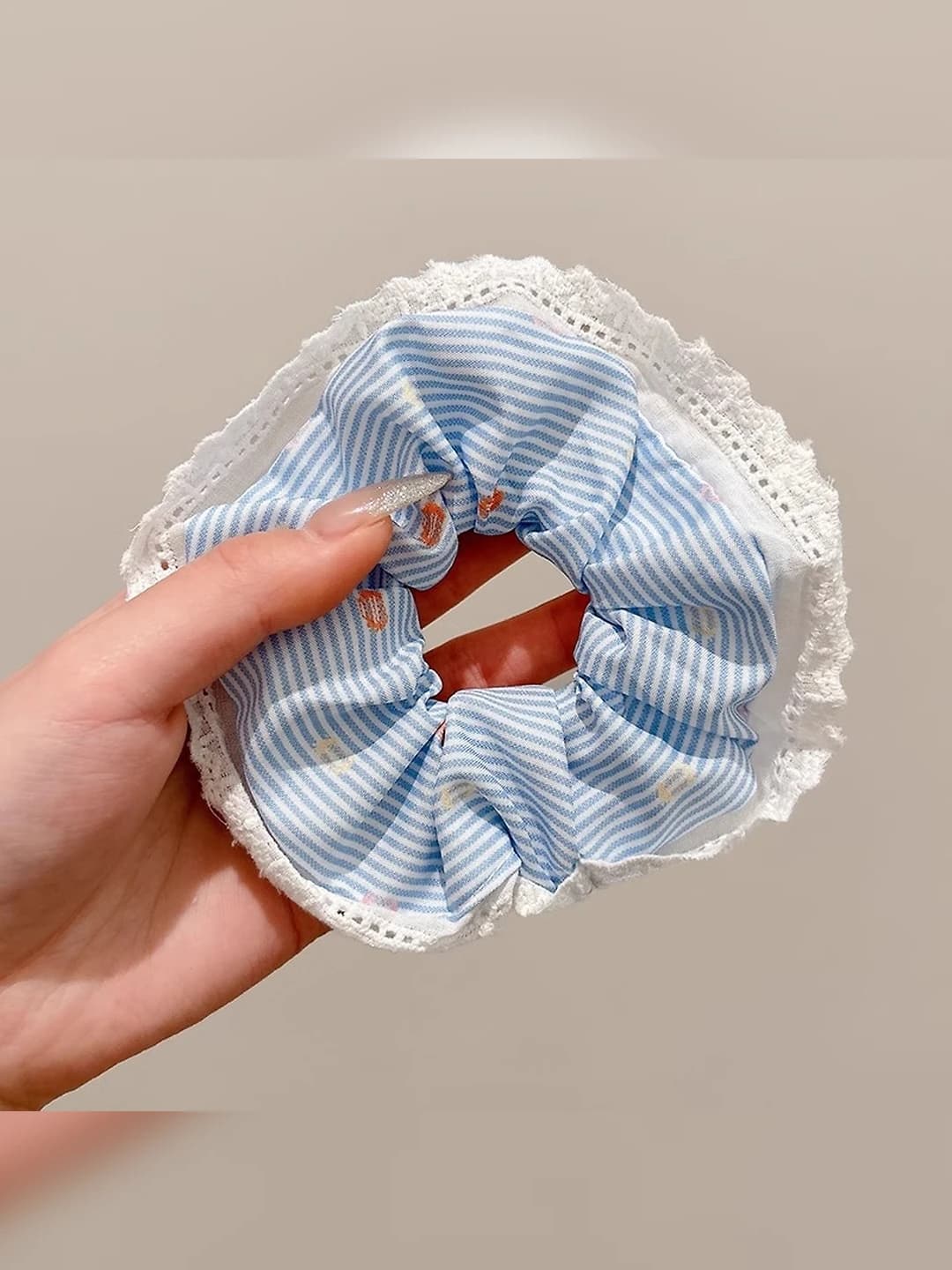 Polka stripe, blue 12.5 cm