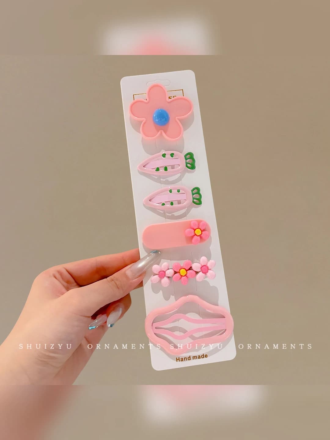 2# Розовые цветы и облака, 6 шт