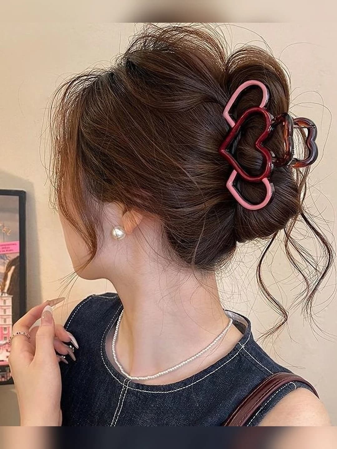 Red-pink heart clip 9 cm