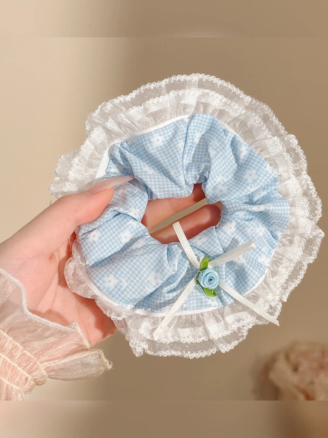 2# Moviy mayda gullar bow 12 sm