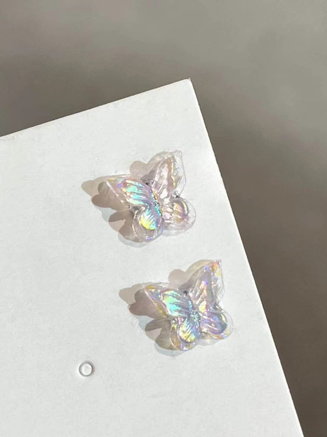 3# Pink butterfly magnetic earrings, pair