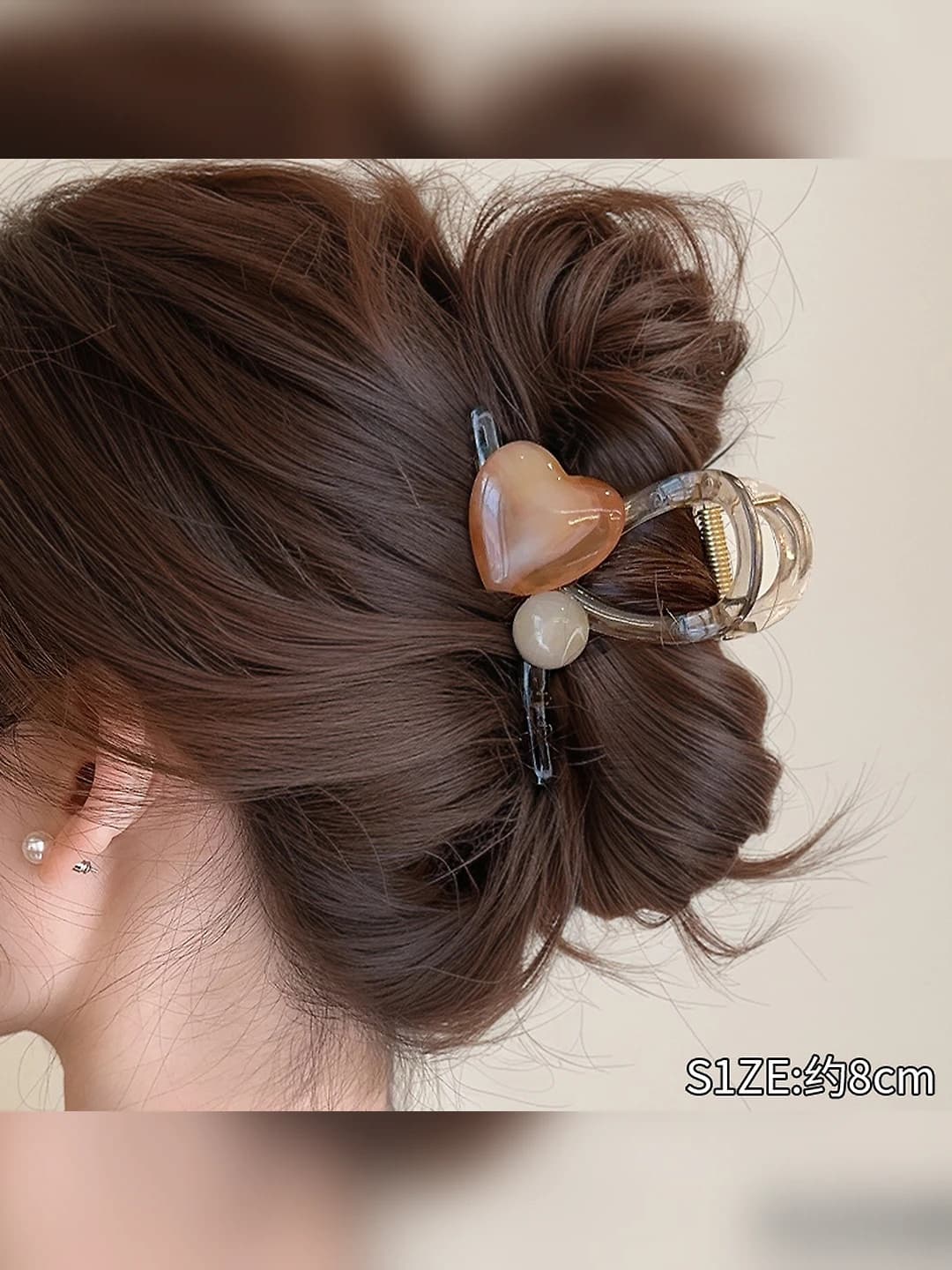 9# (Средний) Кофейный прозрачный сердечко зажим 8cm
