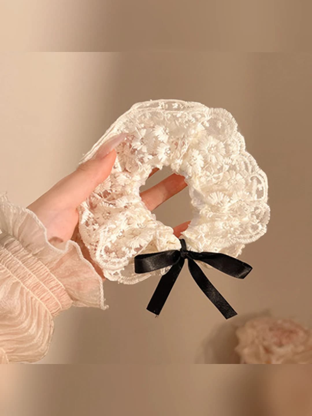 Black lace bow scrunchie