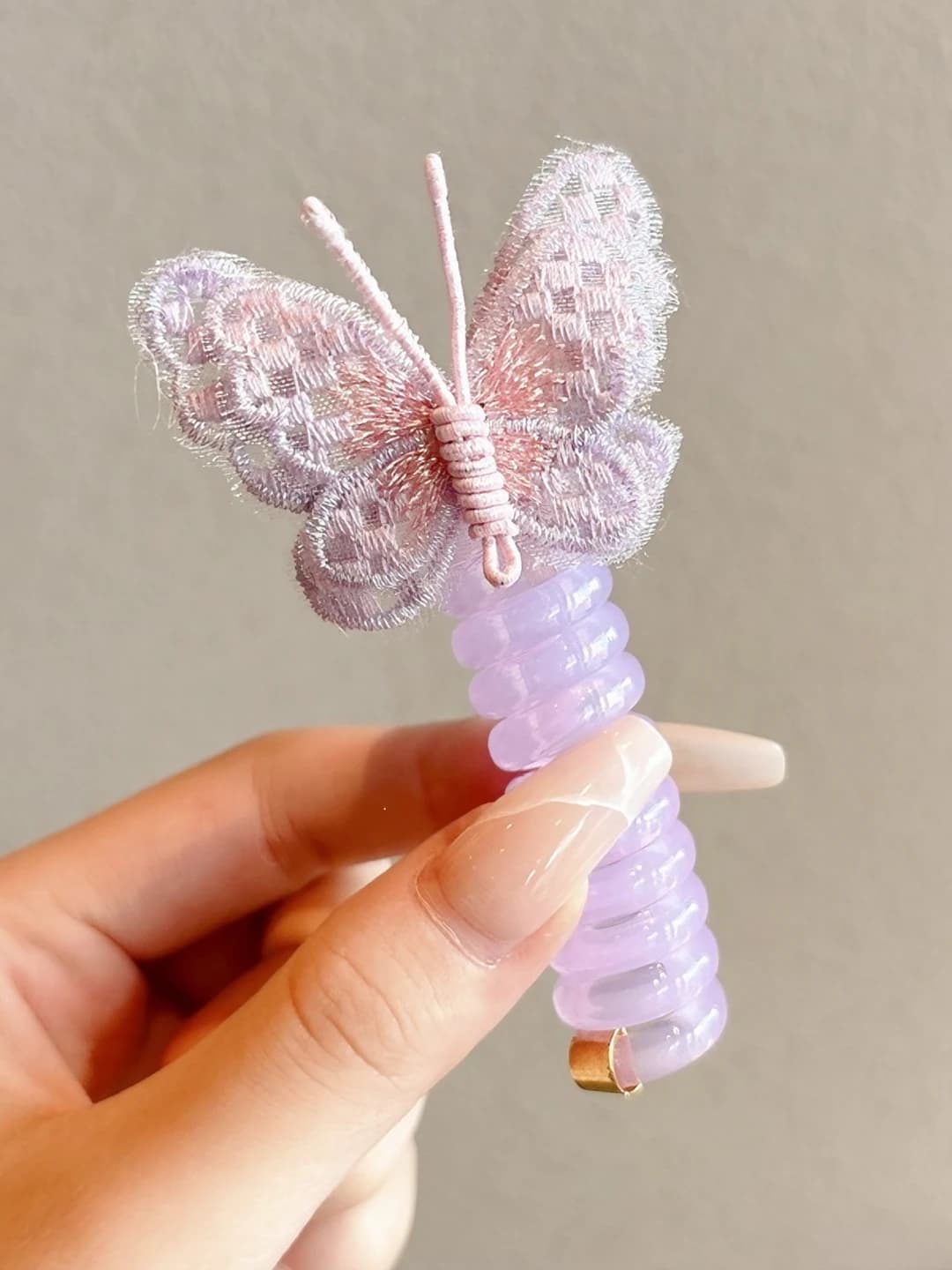 5# Purple butterflies, wire hair tie