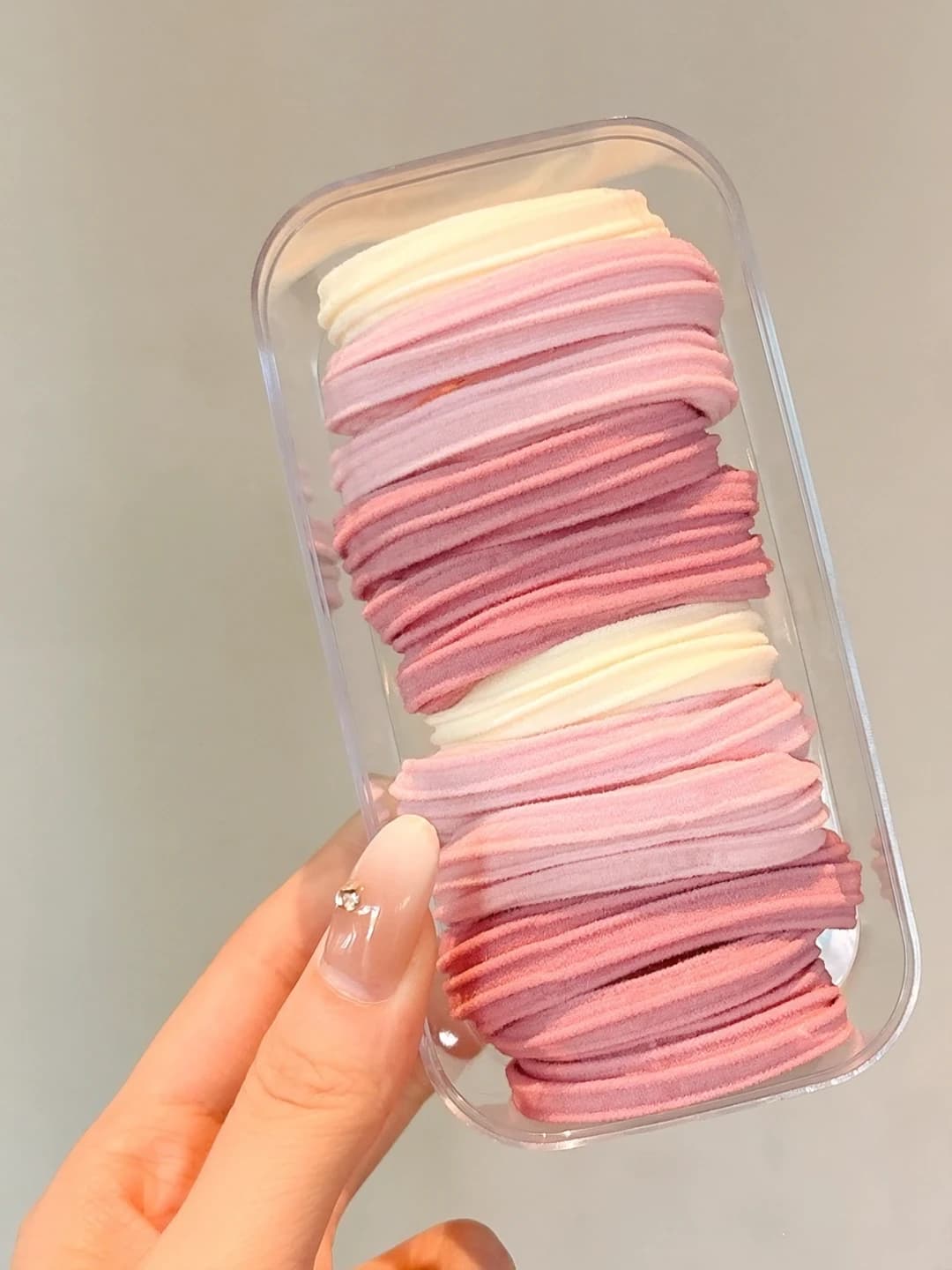 1# Pink - Striped 10 pcs [Elliptical box] Ring 4.5cm