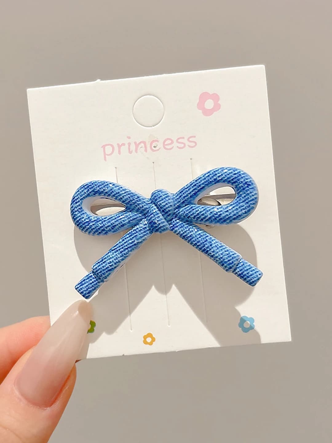 Denim blue bow ~5 cm