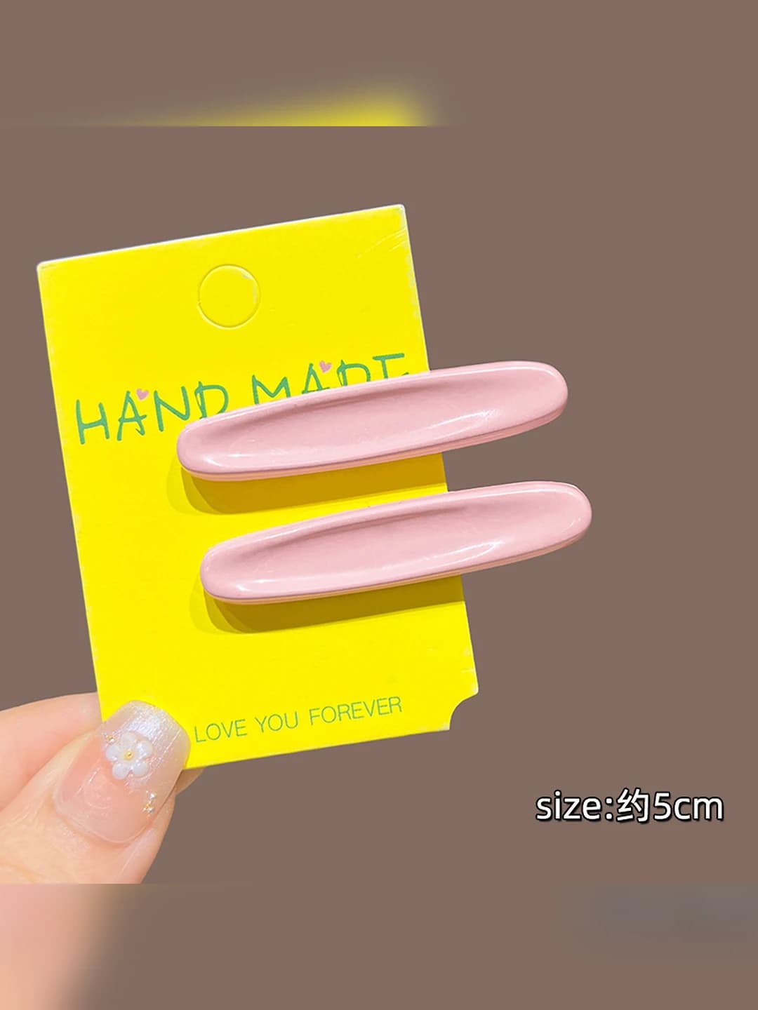 2# Rangli oval gulli soch to'g'asi Pushti rang Juft ~5.2cm