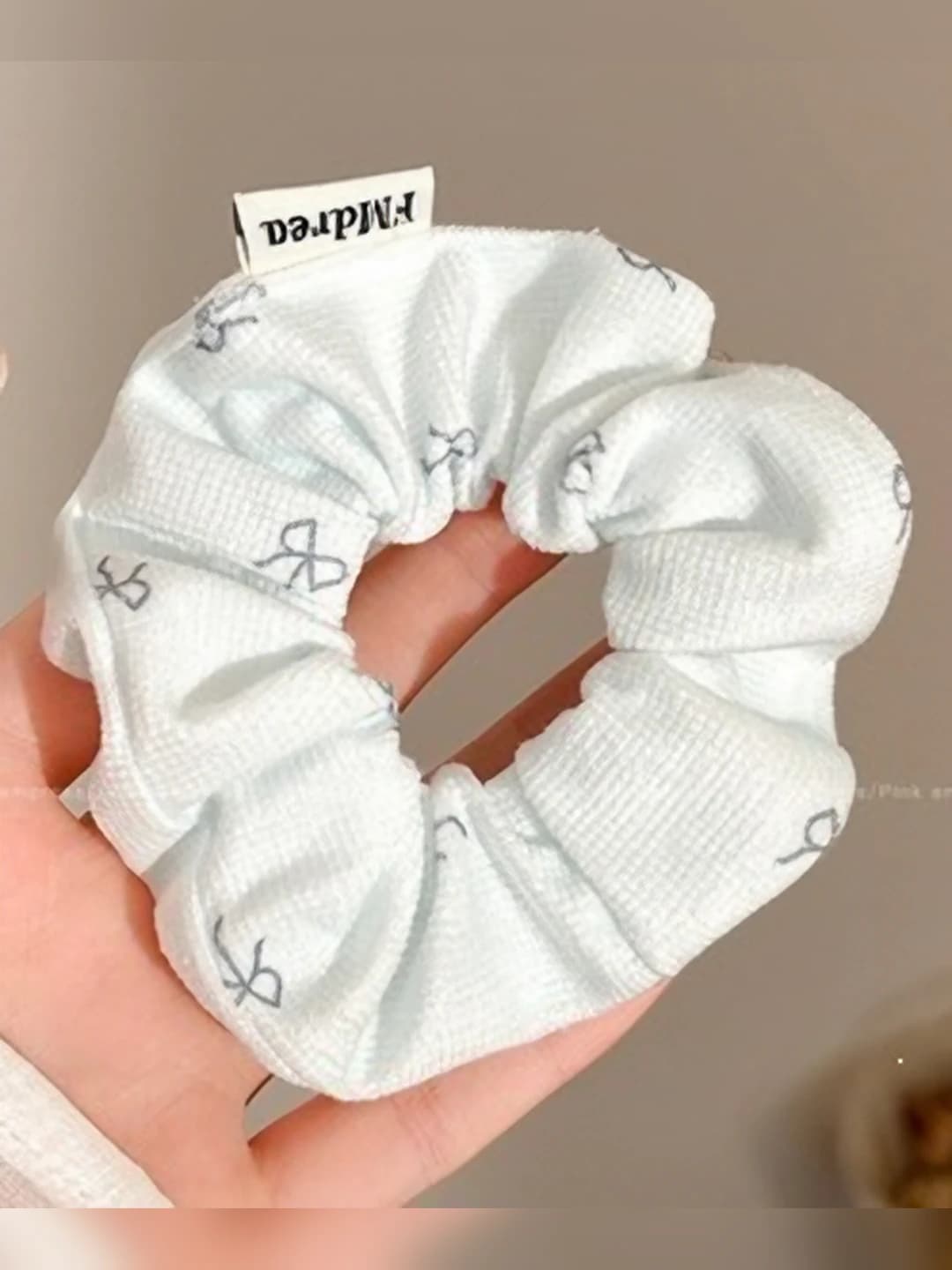 Corduroy bow small scrunchie