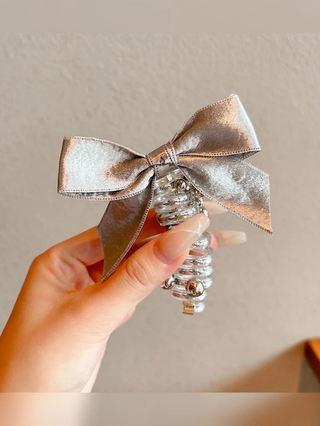 1# Large bow phone cord hair tie