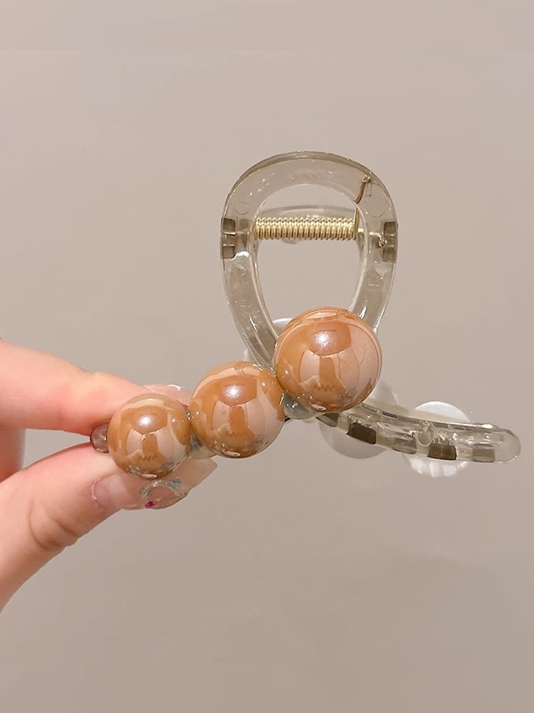 3# Clear grey base, 8 cm, light coffee pearl