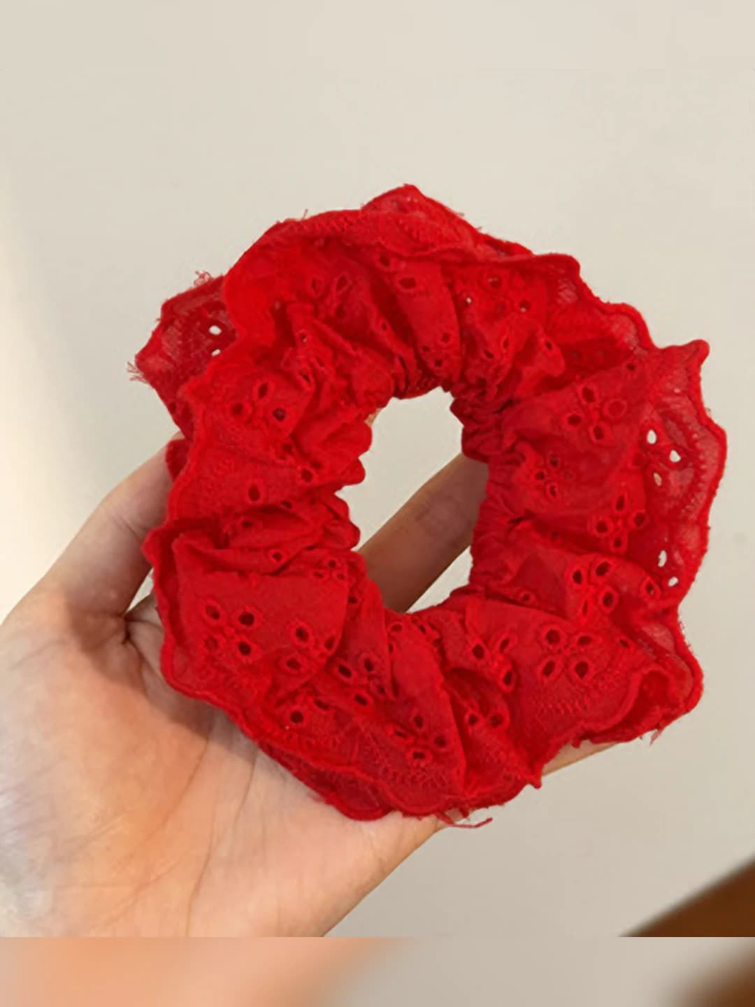 Red, double layer, lace cutout