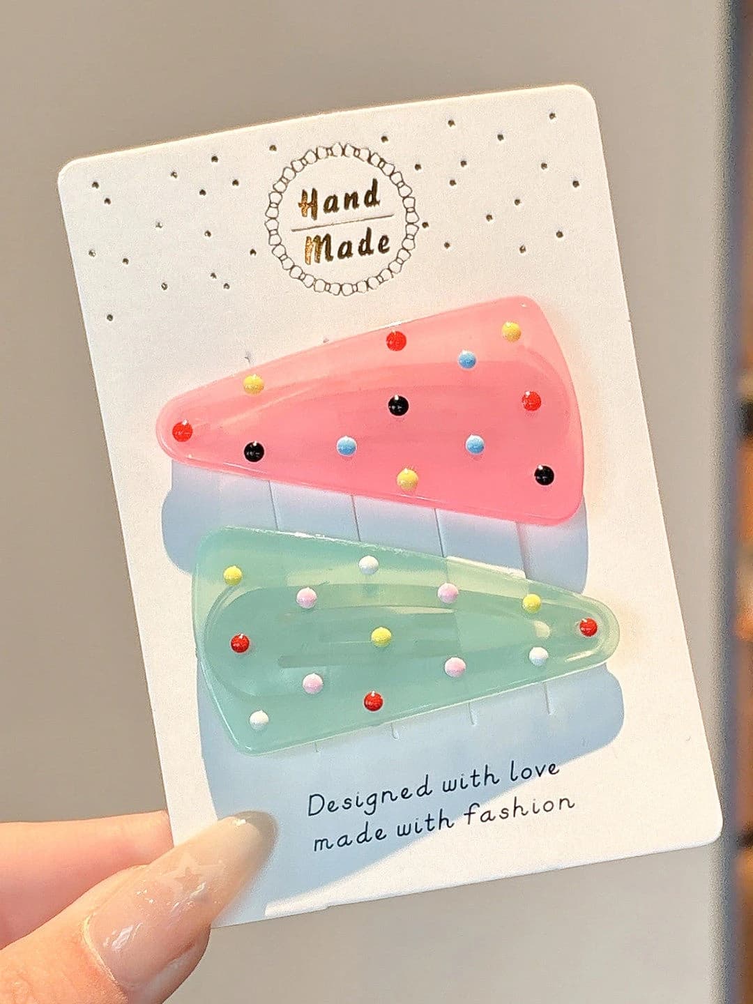 4# Blue-pink dotted triangle clip