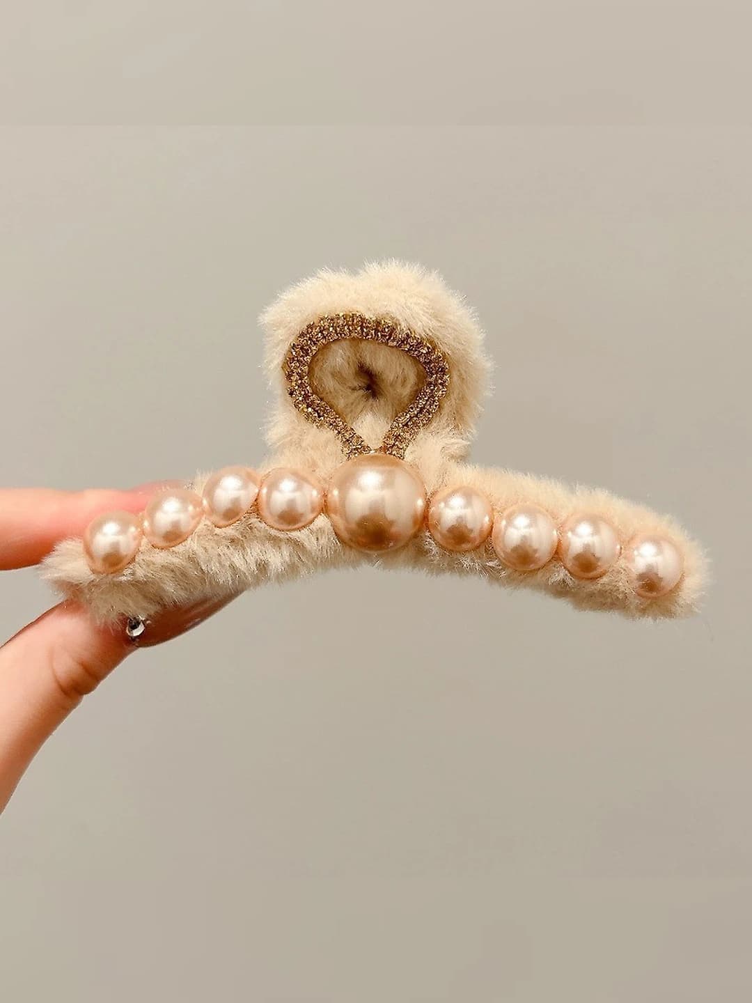 9# Gold beads, plush claw clip, 11 cm