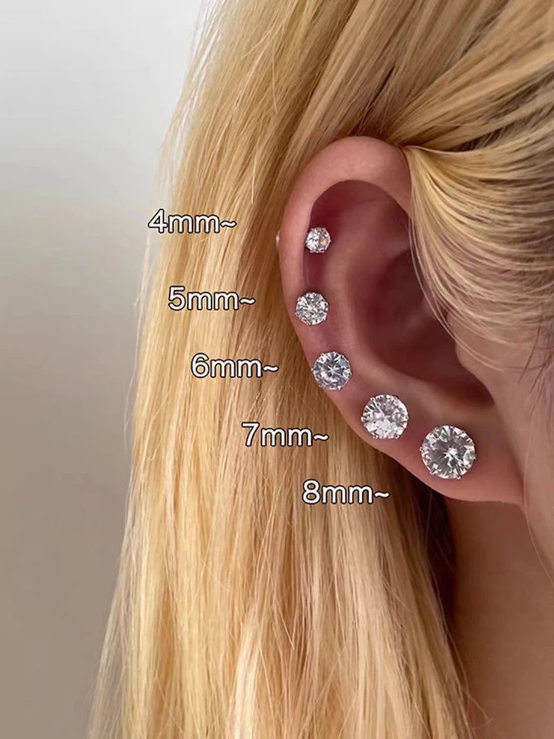 6# Large zircon studs 8mm