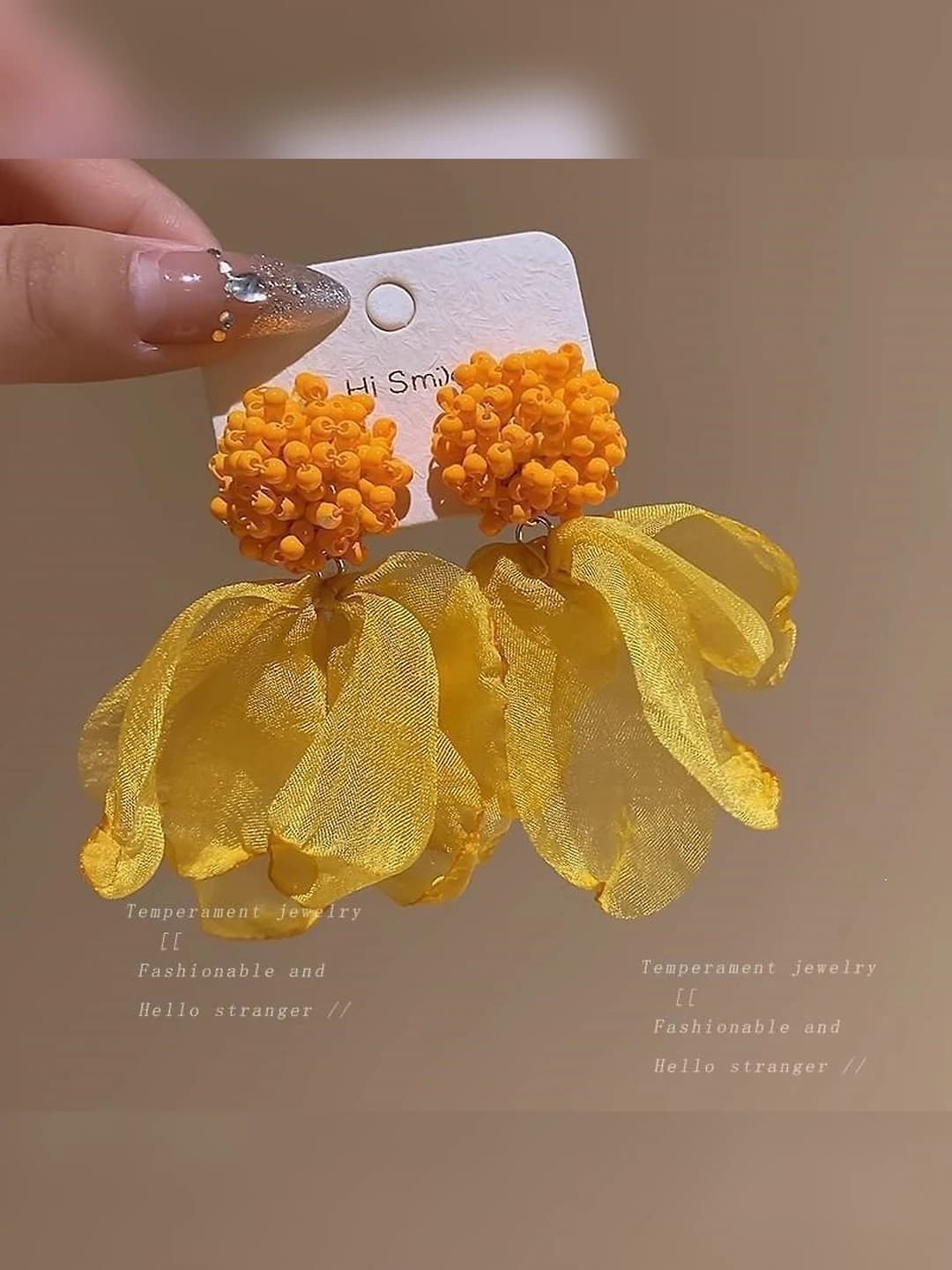 3# Yellow snow flower earring