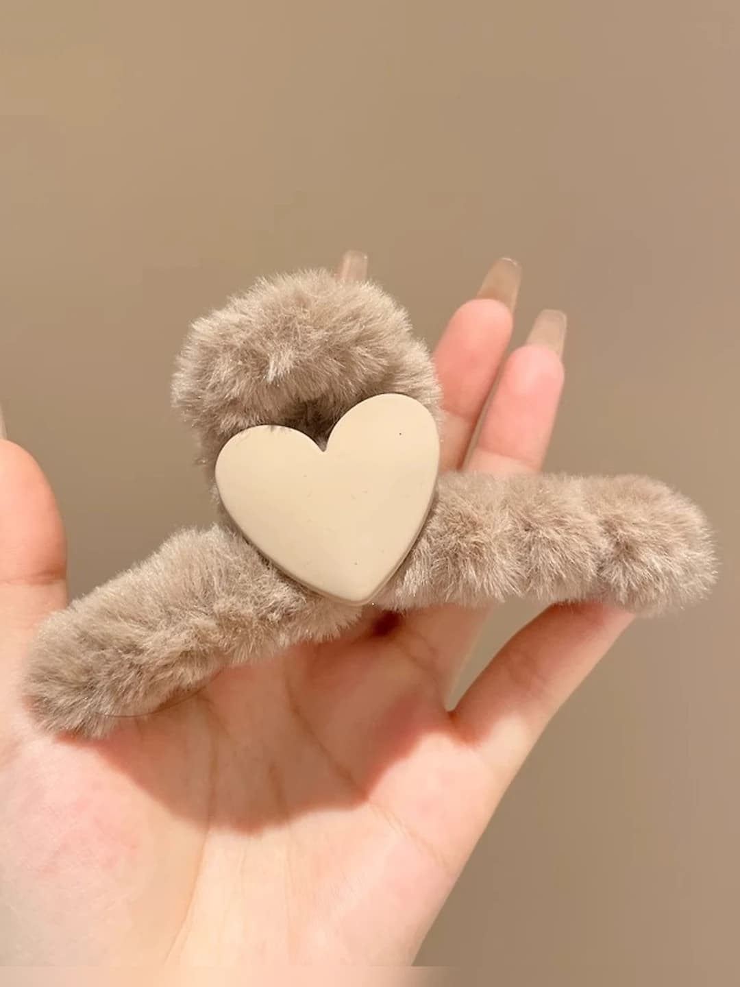 Dark coffee khaki heart 11 cm