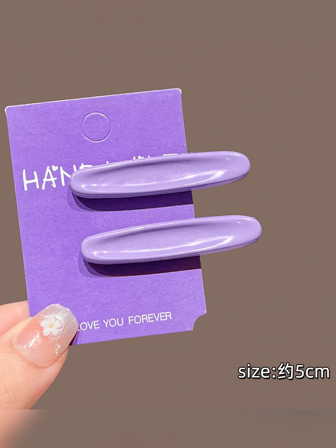 3# Rangli oval gulli soch to'g'asi Binafsha rang Juft ~5.2cm