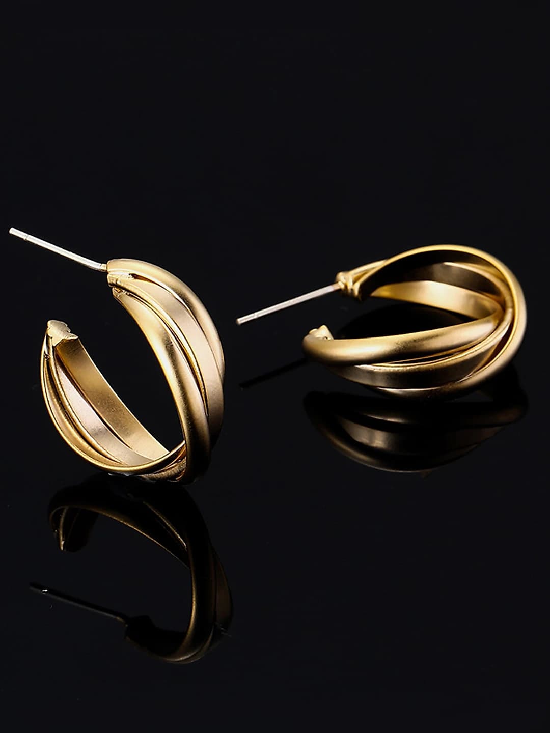 Pierced. Silver post. Matte gold