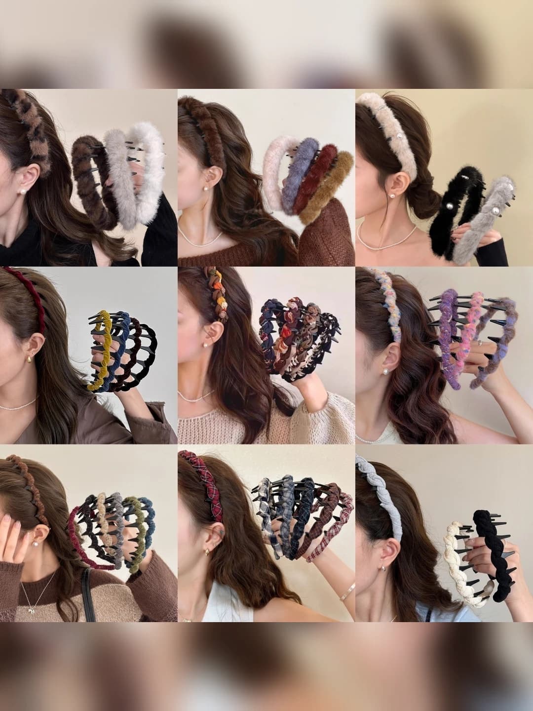 Women's autumn-winter headband: non-slip, Korean style, with polka dot and line design elements