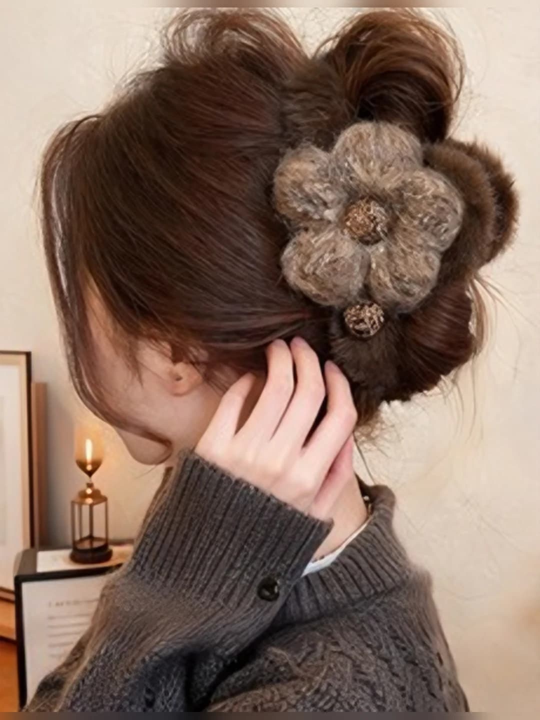 6# Kofe rangli asos klips kofe gullar - ~13 sm (mo'yo'siz)
