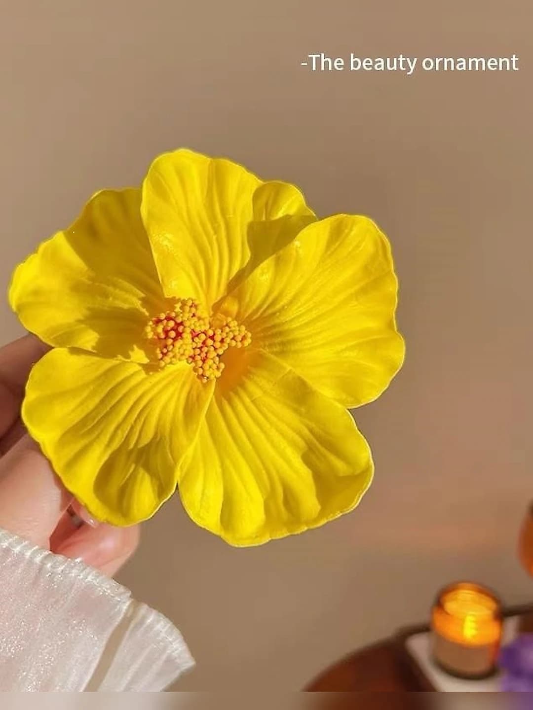 6# Sariq plumeriya guli soch qisqich ~10cm