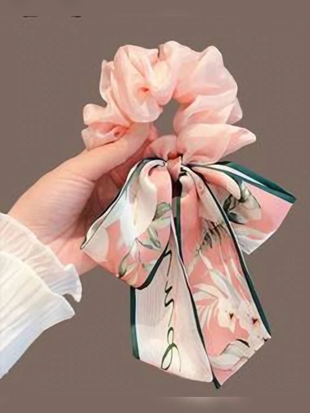 1# Pink hair tie 9 cm, ribbon 18 cm