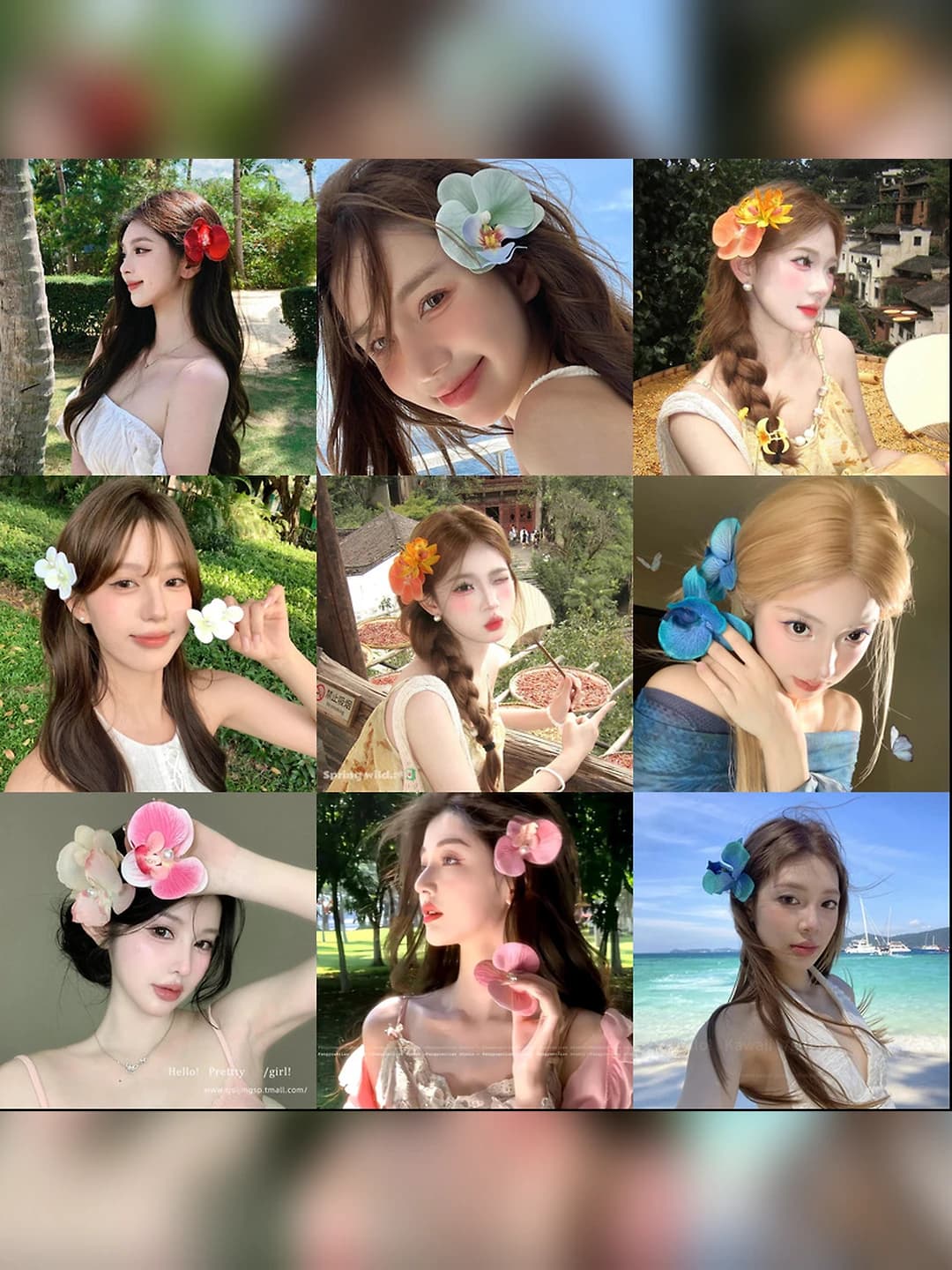 Women's flower hair clips and combs: pink color, handmade, hair accessory in western style