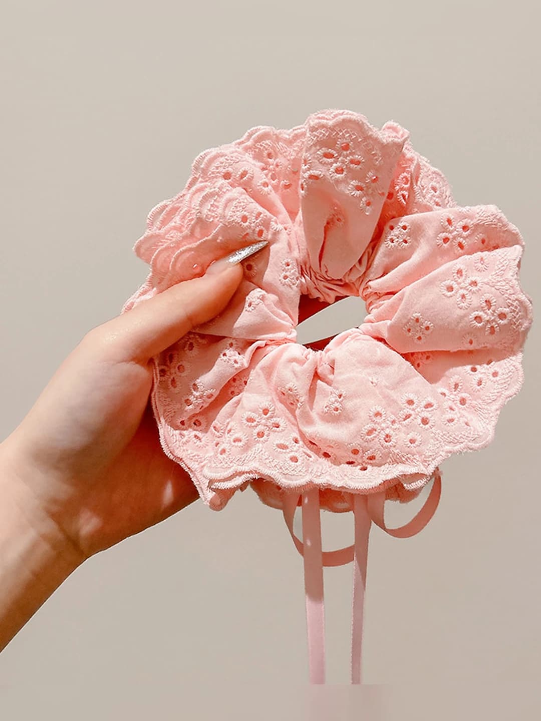 6# pink drawstring scrunchie small - 21*14 cm