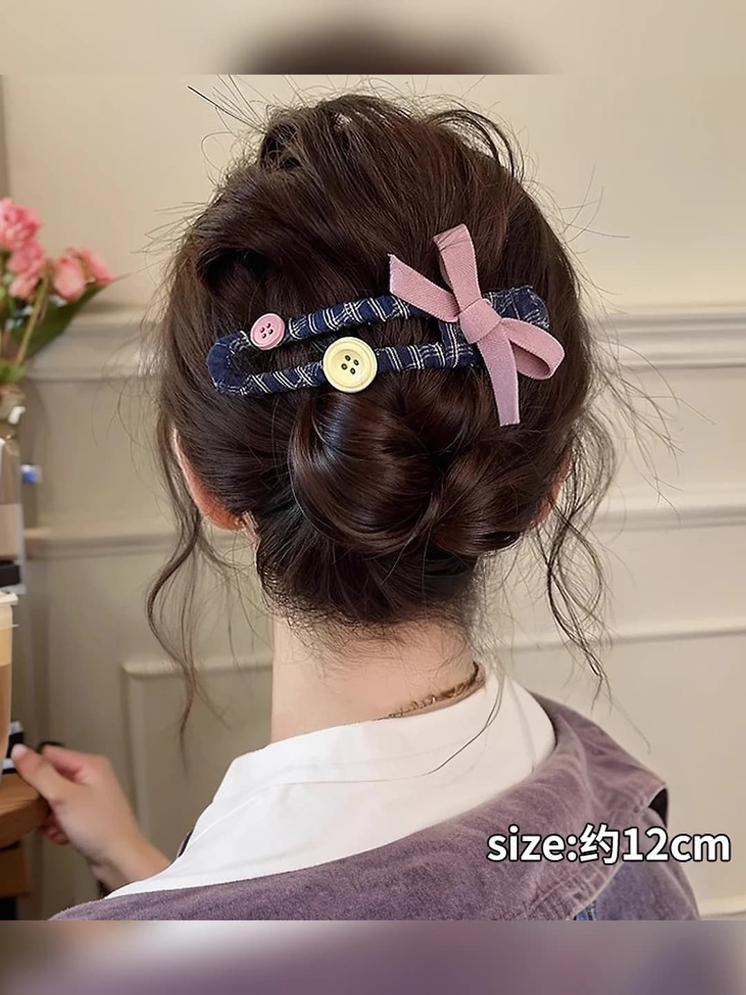 4# Розовый зажим с бантом
