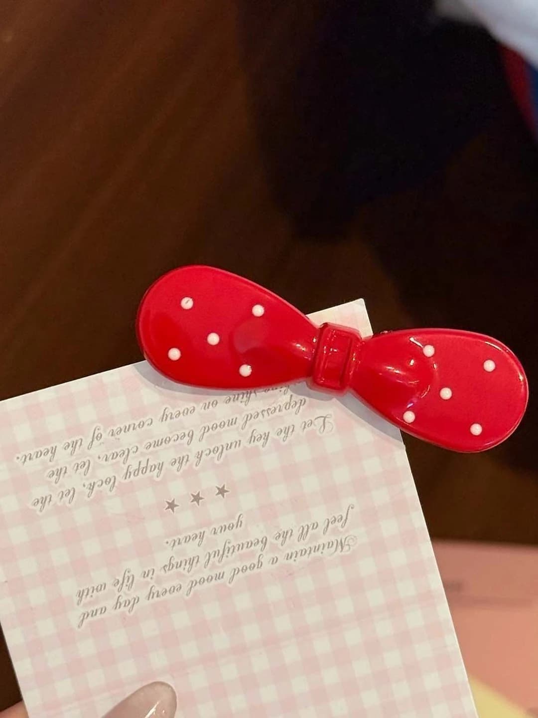 1# Macaron bow hair clip - Red